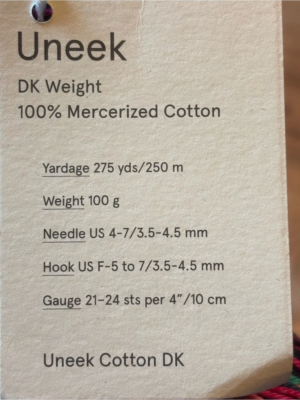 Urth Yarns Uneek Cotton DK Weight 1089 Multicolor Blue Hank Knit Crochet Pink